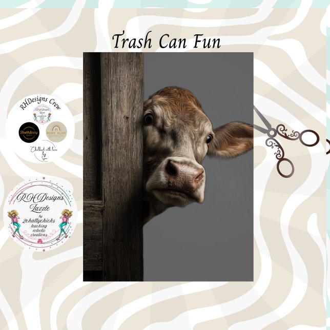 Papel De Seda Decoupage  Curious Cow Peeking Rustic Wall (Criador carregado)