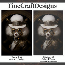 Papel De Seda Decoupage D2L de pintura de poodle branco-branca-b