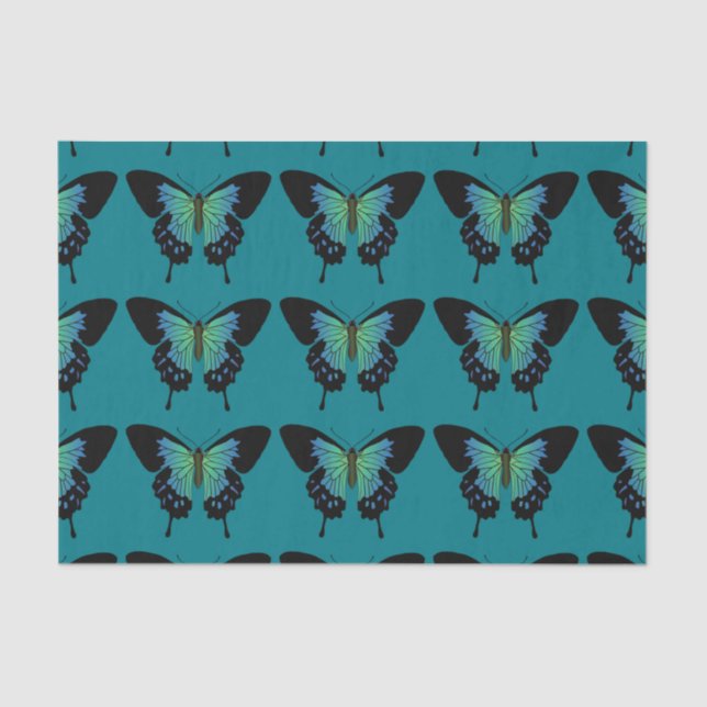 Papel De Seda Decoupage da Borboleta Teal (Frente )