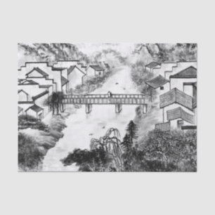 Papel De Seda Decoupage da Cena de Carvão Contemporânea