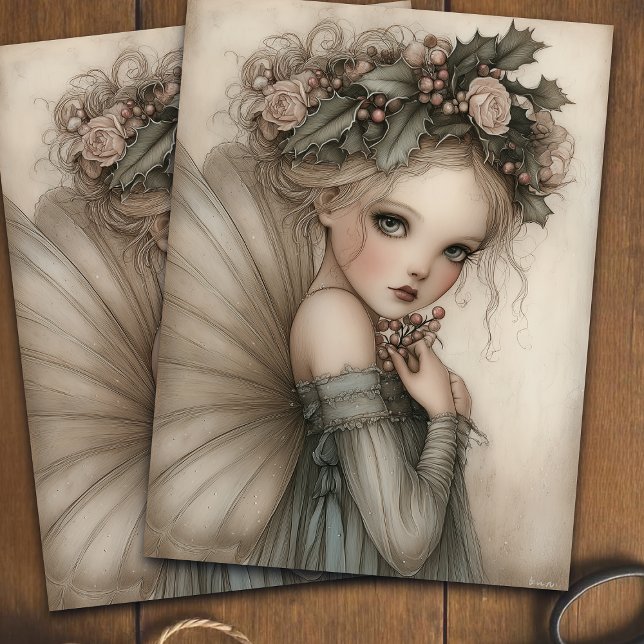 Papel De Seda Decoupage da Fada de Natal Whimsso Holly e Berry (Criador carregado)