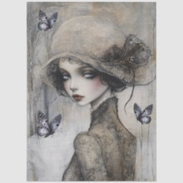 Papel De Seda Decoupage da Garota Gótica Escura