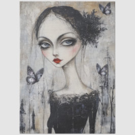 Papel De Seda Decoupage da Garota Gótica Escura