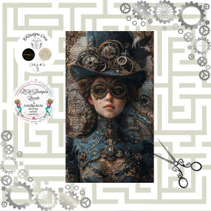 Papel De Seda Decoupage da Garota Teal de Gears Steampunk