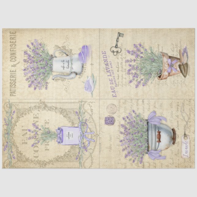 Papel De Seda Decoupage da Lavanda Nacional Francesa (Frente )