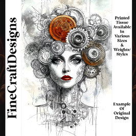 Papel De Seda Decoupage da Mulher Mecânica Steampunk Ephemera M9