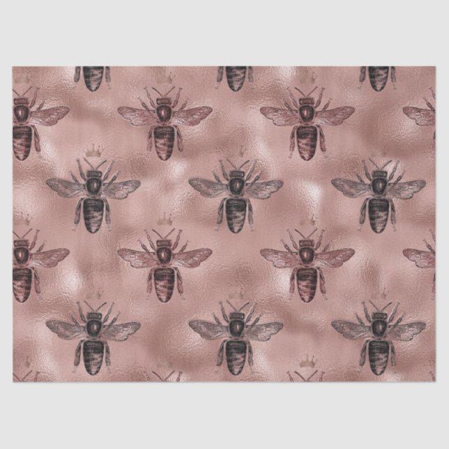 Papel De Seda Decoupage da Rainha de Bee Rosa Dourada (Frente )