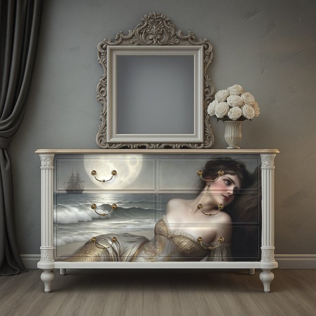 Papel De Seda Decoupage da Sereia do ouro Shoreline (Golden Shoreline Mermaid Decoupage Tissue Paper)