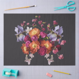 Papel De Seda Decoupage Dark Botanical Bloom
