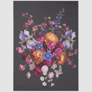 Papel De Seda Decoupage Dark Botanical Bloom