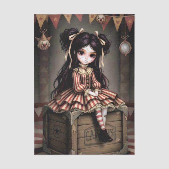 Papel De Seda Decoupage Dark Circus Doll (Frente )