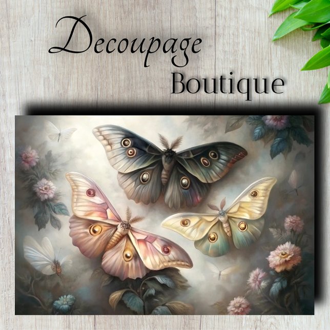 Papel De Seda Decoupage das Mães Eéticas (Ethereal Moths Decoupage Tissue Paper)