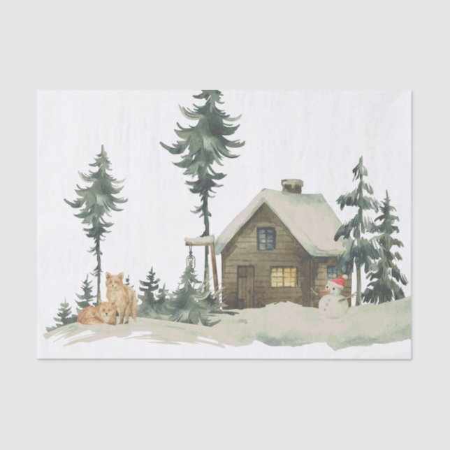 Papel De Seda Decoupage das Raposas das Wonderland de inverno (Frente )