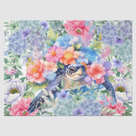 Papel De Seda Decoupage das Tartarugas Florais do Pastel Waterco