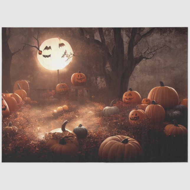 Papel De Seda Decoupage de Abóbora Laranja Gótica (Frente )