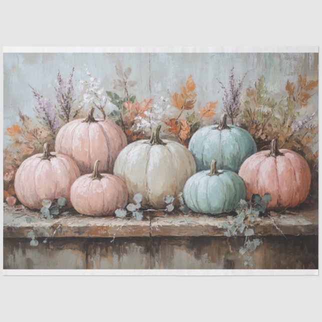 Papel De Seda Decoupage de Abóboras Pastel (Frente )