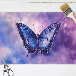 Papel De Seda Decoupage de Aquarela da Borboleta Roxa