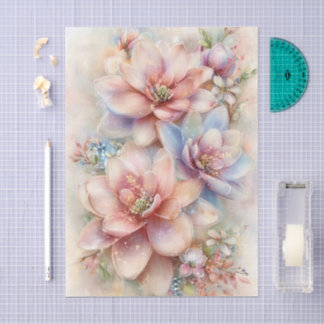 Papel De Seda Decoupage de Aquarela Pastel de Magnólia
