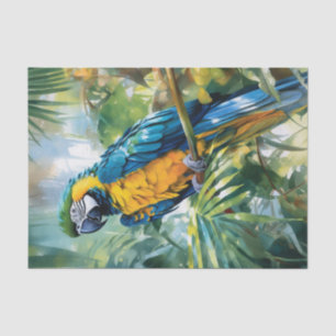 Papel De Seda Decoupage de Arara em Aquarela Tropical