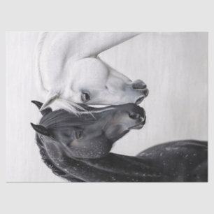 Papel De Seda Decoupage de Arte de Cavalo de Leão Negro e Branco