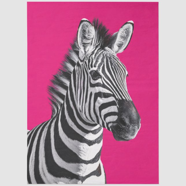 Papel De Seda Decoupage de Arte Pop Rosa Quente de Zebra (Frente )