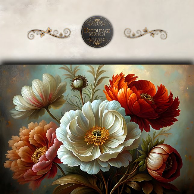 Papel De Seda Decoupage de Autumn Peonies (Autumn Peonies Decoupage Tissue Paper)