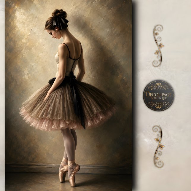 Papel De Seda Decoupage de Bailarina Elegante (Elegant Ballet Dancer Decoupage Tissue Paper)