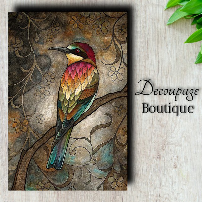 Papel De Seda Decoupage de Bee-Comer Selvagem (Jeweled Bee-Eater Decoupage Tissue Paper)