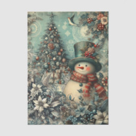 Papel De Seda Decoupage de Boneco de Neve Floral Inspirado em Vi