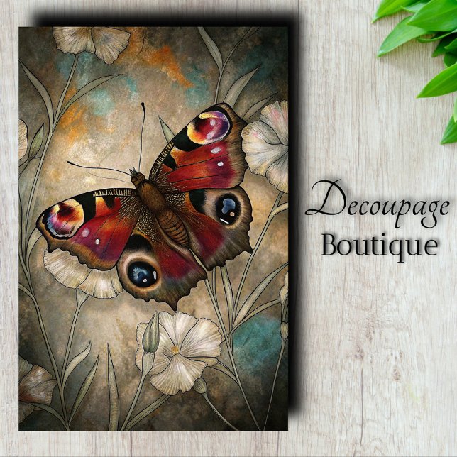 Papel De Seda Decoupage de Borboleta Pavão (Peacock Butterfly decoupage Tissue Paper)
