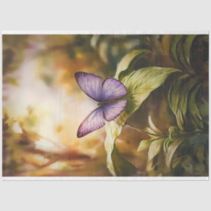 Papel De Seda Decoupage de Borboleta Roxa Pôr do Sol Aquarela