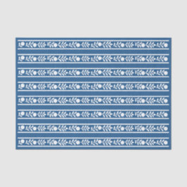 Papel De Seda Decoupage de Borda Floral com Relevo de Osso Azul 