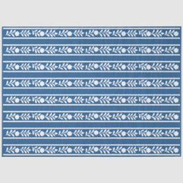 Papel De Seda Decoupage de Borda Floral com Relevo de Osso Azul 