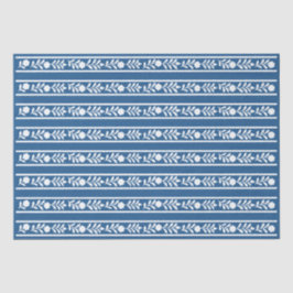 Papel De Seda Decoupage de Borda Floral com Relevo de Osso Azul 