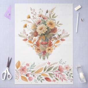 Papel De Seda Decoupage de Buquê Floral de Queda de Cottagecore