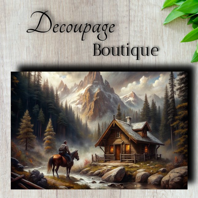 Papel De Seda Decoupage de Cabana na Montanha (Mountain Cabin Decoupage Tissue Paper)