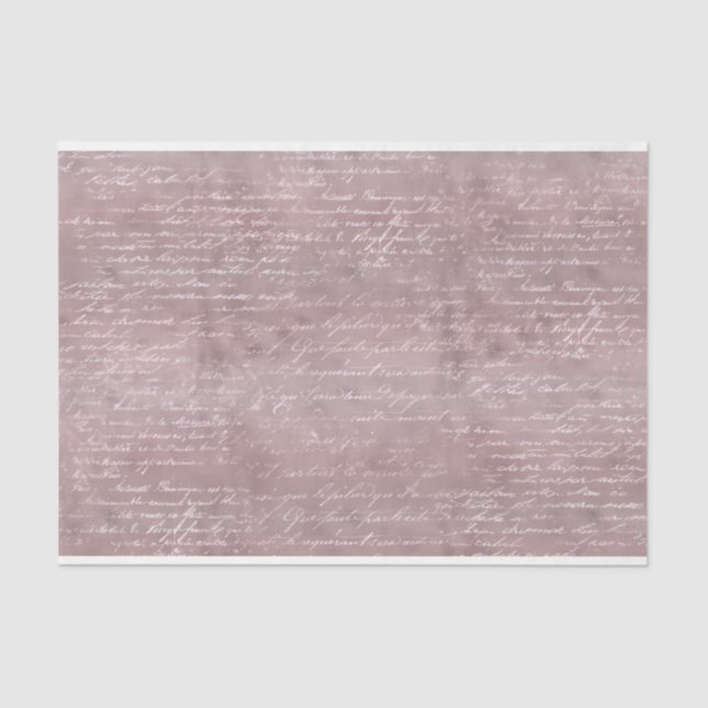 Papel De Seda Decoupage de Caligração de Script Dourado com Rosa (Frente )