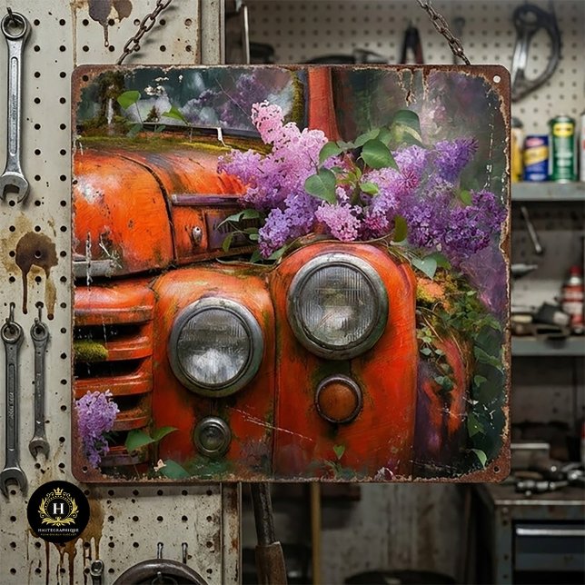 Papel De Seda Decoupage de Caminhão Lilás Laranja Rústico (Criador carregado)