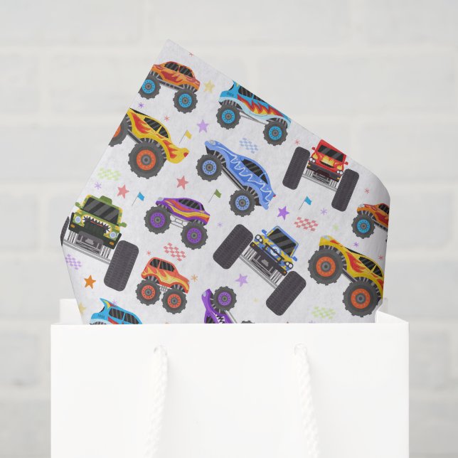 Papel de Seda Decoupage de Caminhão Monstro, Roda  (Sacola de presentes)