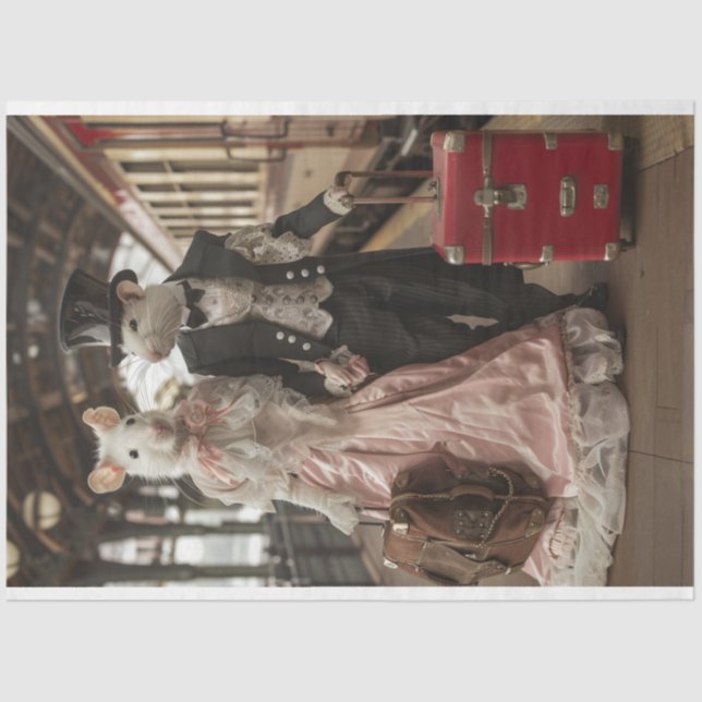 Papel De Seda Decoupage de Camundongos Viajantes Vitorianos (Frente )