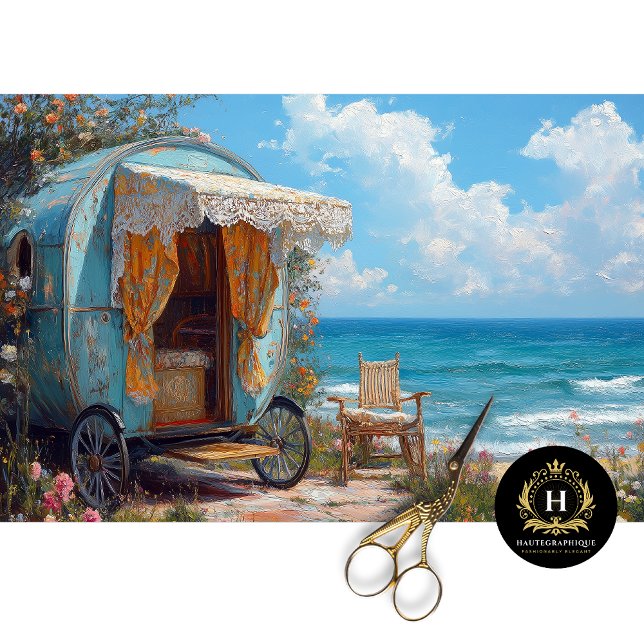 Papel De Seda Decoupage de Caravana Gypsy Boêmia Costeira (Criador carregado)