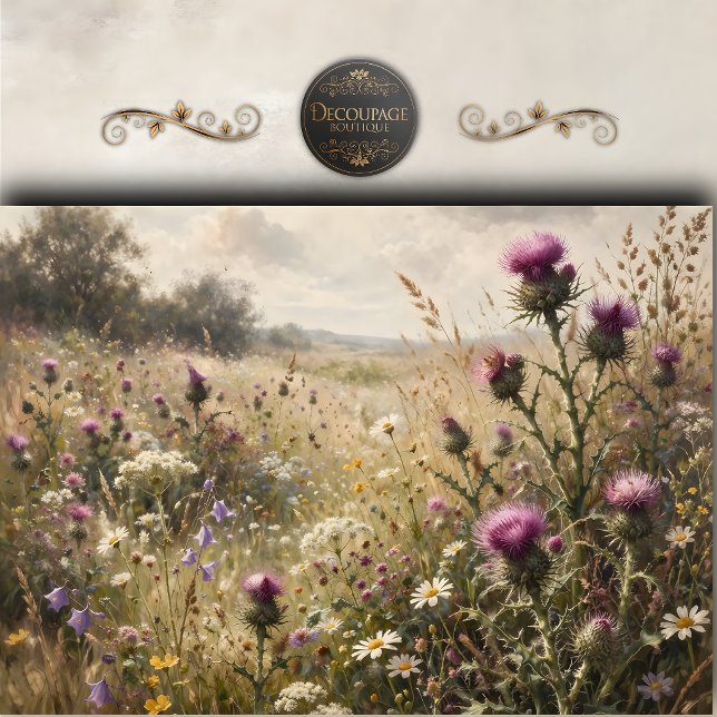 Papel De Seda Decoupage de Cardo Silvestre Pintado (Painterly Thistle Wildflower Decoupage Tissue Paper)