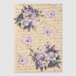Papel De Seda Decoupage de Carta de Amor Floral Inspirada em Vin