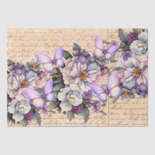 Papel De Seda Decoupage de Carta de Amor Floral Vintage Romântic