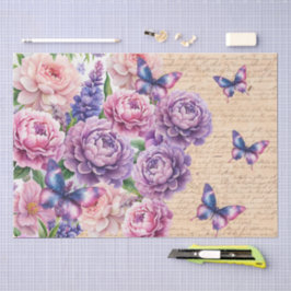 Papel De Seda Decoupage de Carta de Amor Floral Vintage Romântic
