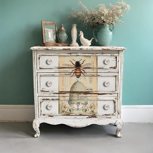 Papel De Seda Decoupage de Cartão de Posto Antiquado de Abeille  (Criador carregado)