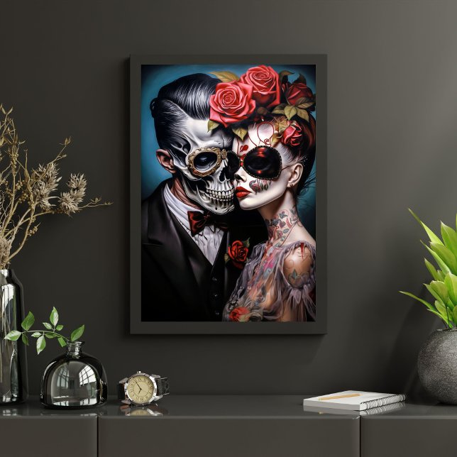 Papel De Seda Decoupage de Casal de Amor Monstro Caveira Punk Gó (Criador carregado)