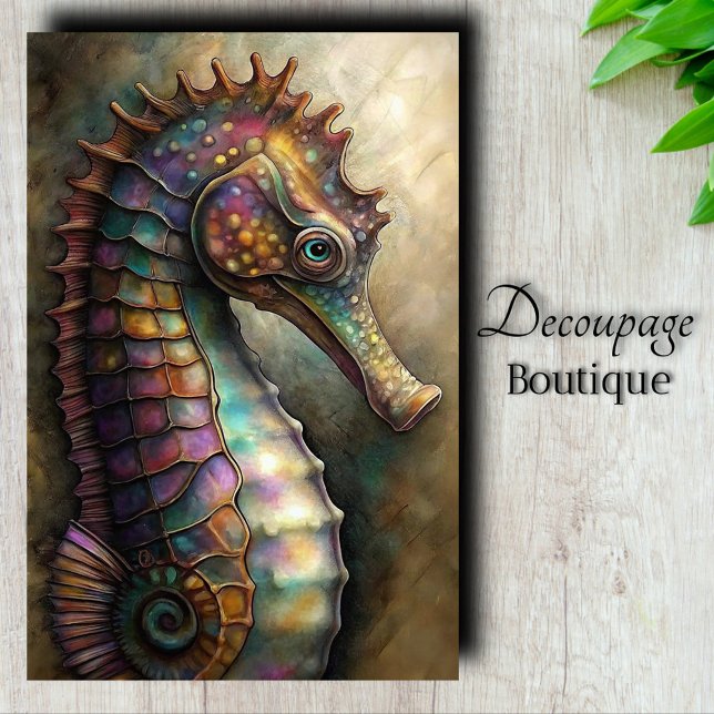 Papel De Seda Decoupage de Cavalo-Marinho Iridescente (Sea Urchin Decoupage Tissue Paper)