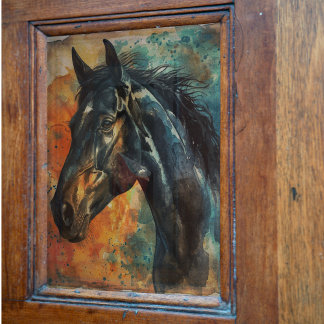 Papel De Seda Decoupage de Cavalo Negro Selvagem de Cana-d-Água