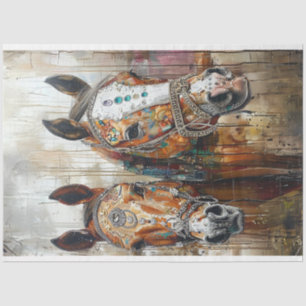 Papel De Seda Decoupage de Cavalos de Pintura Artísticos Jeweled